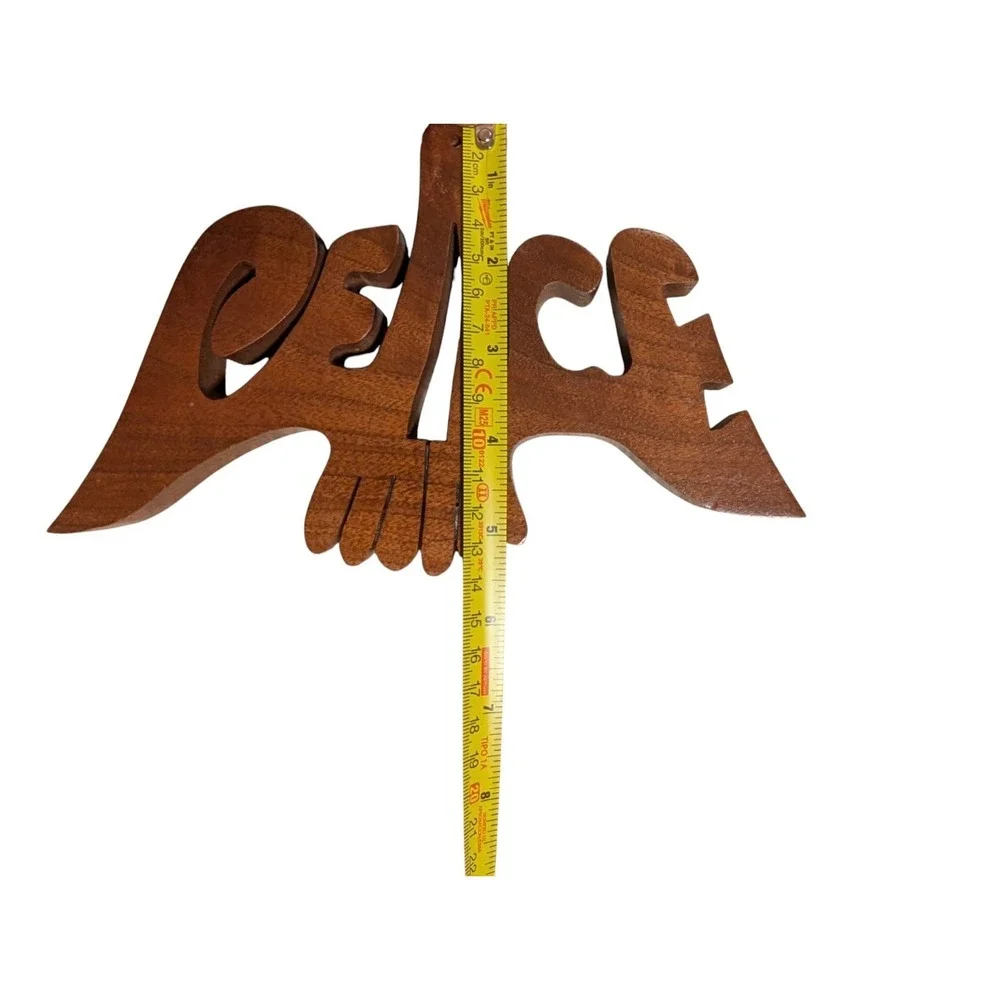 Vintage American Walnut Boho Hippie Peace Plaque Dove MCM